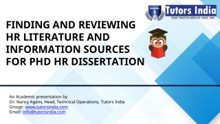 PhD HR Dissertation for Literature and Information Sources- TutorsIndia.com