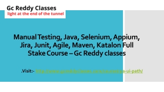 Manual Testing, Java, Selenium, Appium, Jira, etc – Gc Reddy classes