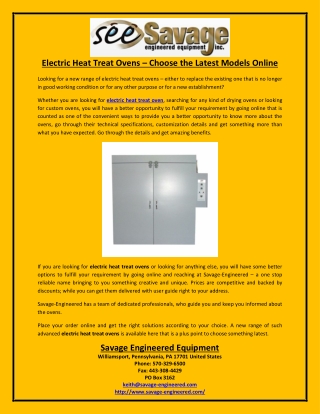 Electric Heat Treat Ovens – Choose the Latest Models Online