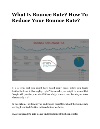 What Is Bounce Rate? How To Reduce Your Bounce Rate?