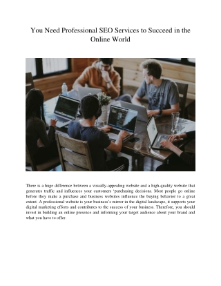 You Need Professional SEO Services to Succeed in the Online World