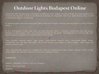 Indoor Lights Budapest Online