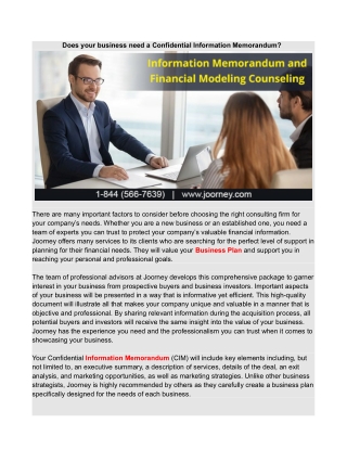 Does your business need a Confidential Information Memorandum?