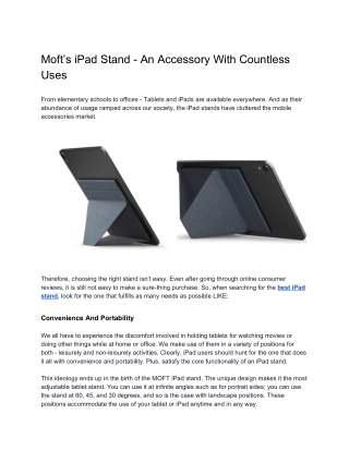 MOFT's iPad Stand – An Accessory With Countless Uses