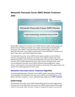 Metastatic Pancreatic Cancer  (MPC) Market Treatment 2030