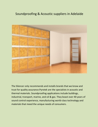 Soundproofing & Acoustic suppliers in Adelaide