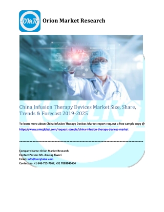 China Infusion Therapy Devices Market Size, Share, Trends & Forecast 2019-2025