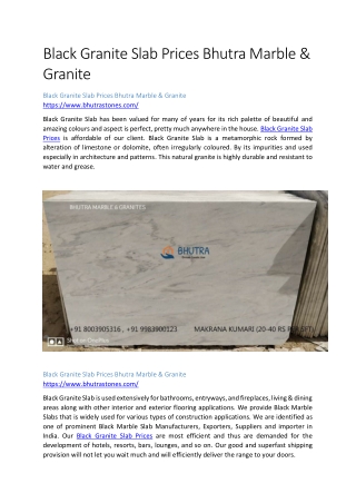 Black Granite Slab Prices Bhutra Marble & Granite