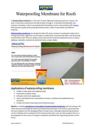 Waterproofing Membrane for Roofs