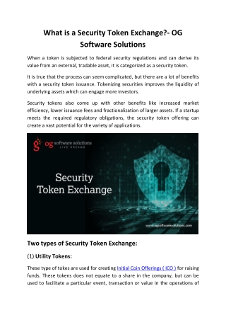 What is a Security Token Exchange? - OG Software Solutions