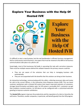 Explore Your Business with the Help Of Hosted IVR