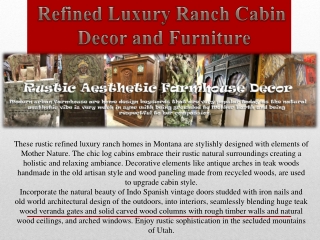 Refined Luxury Ranch Cabin  Decor and Furniture