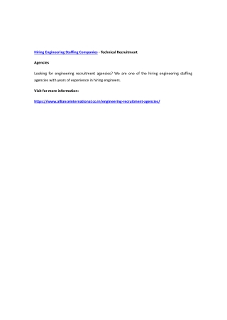 Hiring Engineering Staffing Companies - Technical Recruitment Agencies