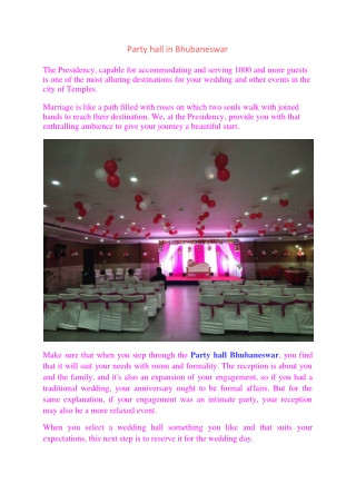 Party hall in Bhubaneswar