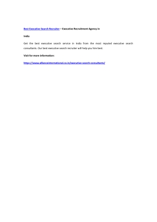 Best Executive Search Recruiter – Executive Recruitment Agency in India