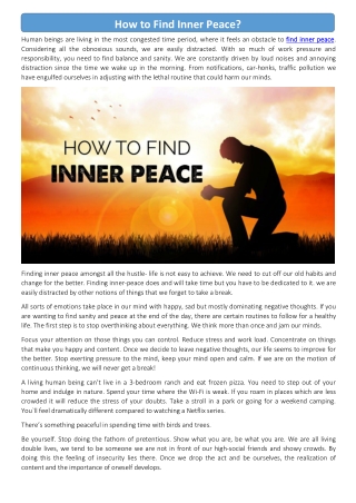 How to Find Inner Peace?