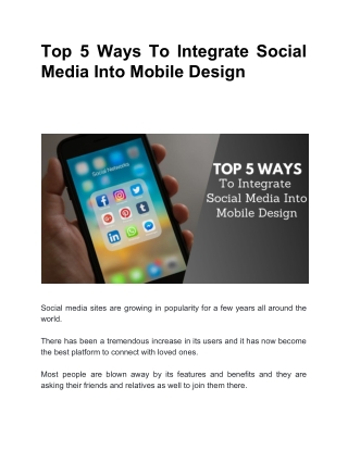 Top 5 Ways To Integrate Social Media Into Mobile Design