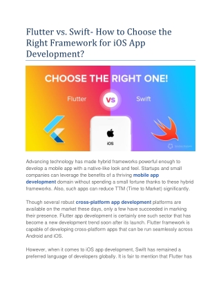 Flutter vs. Swift- How to Choose the Right Framework for iOS App Development?
