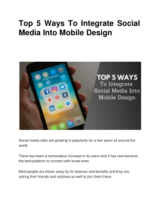 Top 5 Ways To Integrate Social Media Into Mobile Design