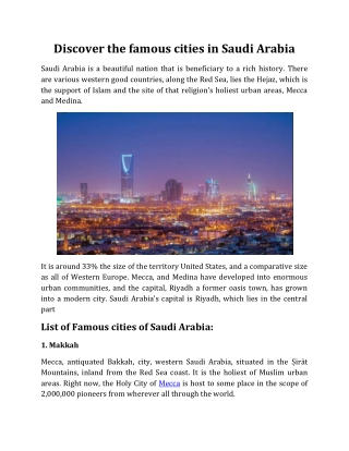 Discover the famous cities in Saudi Arabia