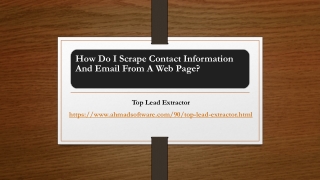 How Do I Scrape Contact Information And Email From A Web Page?