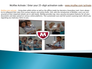 McAfee.com/Activate - Enter Your Activation Code - McAfee Activate