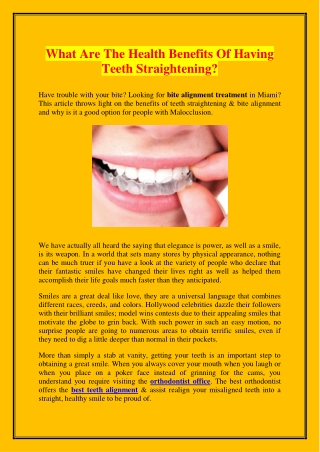 What Are The Health Benefits Of Having Teeth Straightening?