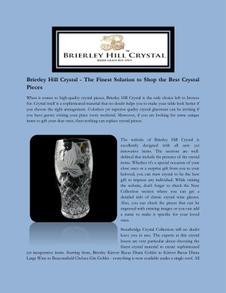 Brierley Hill Crystal - The Finest Solution to Shop the Best Crystal Pieces