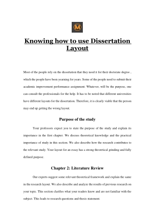 Knowing how to use Dissertation Layout