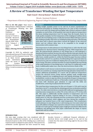 A Review of Transformer Winding Hot Spot Temperature