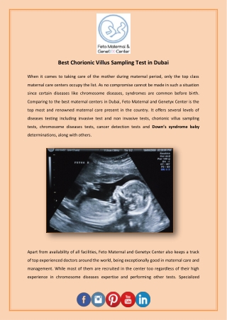 Best Chorionic Villus Sampling Test in Dubai