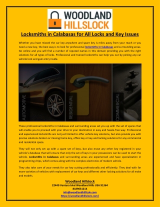 Locksmiths in Calabasas for All Locks and Key Issues