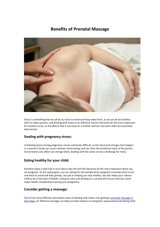 Benefits of Prenatal Massage