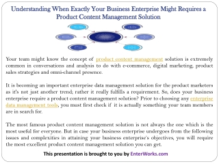 Understanding When Exactly Your Business Enterprise Might Requires a Product Content Management Solution