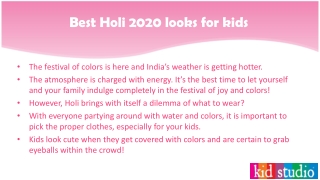 Best Holi 2020 looks for kids | Kidstudio