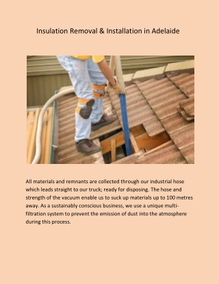 Insulation Removal & Installation in Adelaide