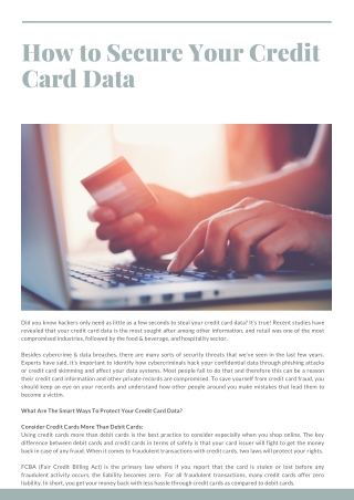 CTG: How to Secure Your Credit Card Data