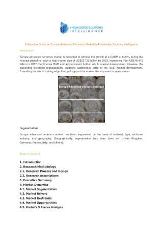 Exhaustive Study on Europe advanced ceramics market by Knowledge Sourcing Intelligence