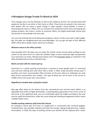 4 Workplace Design Trends To Watch in 2020 | Value Office Furniture