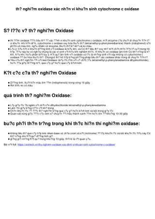 thể nghiệm oxidase xác nhận vi khuẩn sinh cytochrome c oxidase