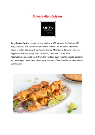 5% Off - Shiva Indian Cuisine - Indian Restaurant Prahran, Vic