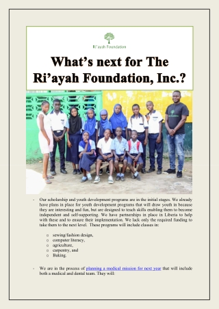 What’s next for The Ri’ayah Foundation, Inc.?