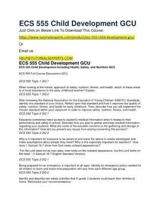 ECS 555 Child Development GCU