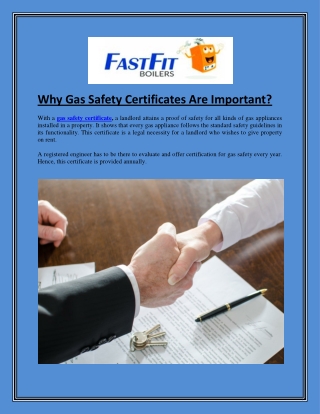 Why Gas Safety Certificates Are Important