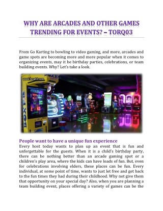 Why Are Arcades And Other Games Trending For Events? - TORQ03