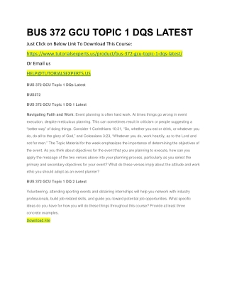 BUS 372 GCU TOPIC 1 DQS LATEST