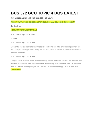 BUS 372 GCU TOPIC 4 DQS LATEST