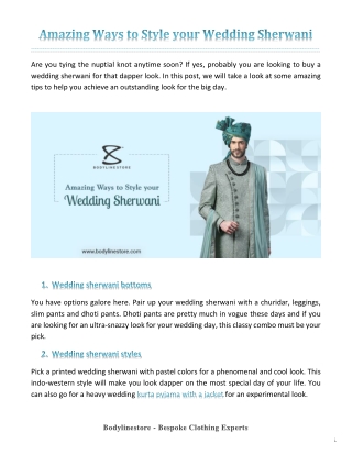 6 Amazing Ways to Style your Wedding Sherwani