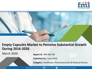 Empty Capsules Market to Incur Rapid Extension During 2016-2026