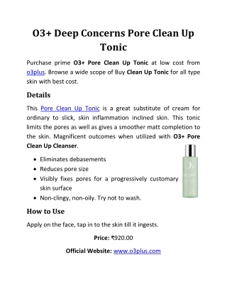 O3  Deep Concerns Pore Clean Up Tonic